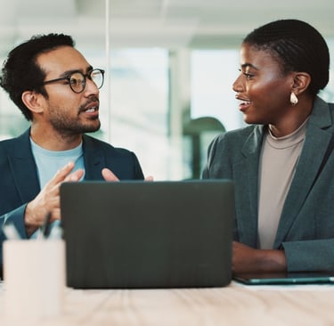 Listening to Understand: two people sitting together and talking