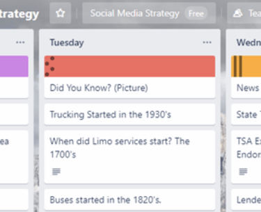Screenshot of a content calendar I used for a previous job