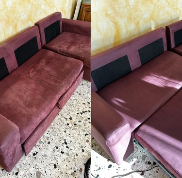 nettoyage de canapé : photo de canapé avant (sale et taché) et après (propre et sans tache)