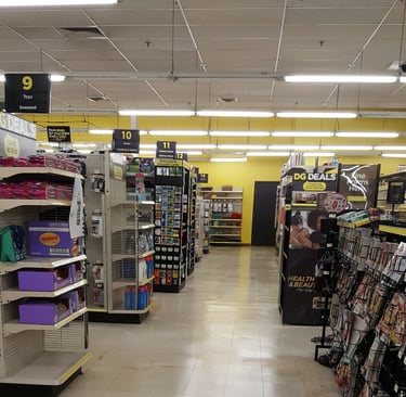 Shelves moved clean floor after strip and wax
