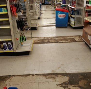 Moved shelves leave dirt behind