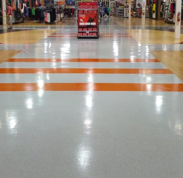 Shiny floor after being waxed