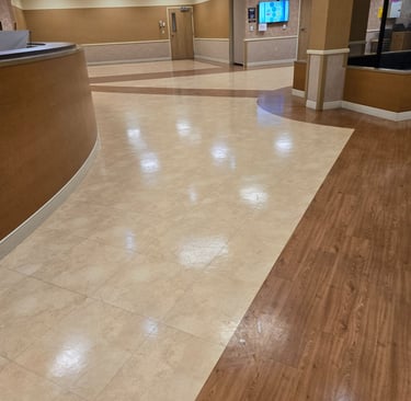 Shining LVT floor after being waxed