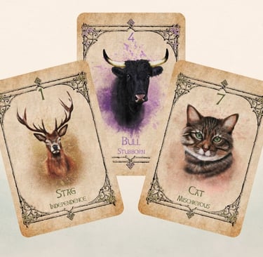 Animal Spirit Oracle Classic earth suit cards displayed together