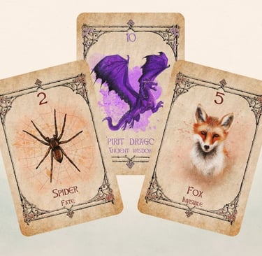 Animal Spirit Oracle Classic Fire suit cards displayed together