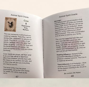 Animal Spirit Oracle Classic guidebook open to interior pages