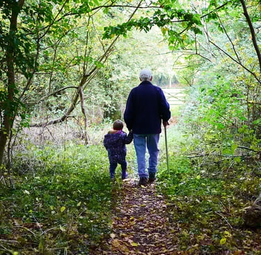 Grandfather on a walk.