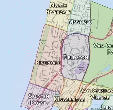 Map of various Riverdale neighborhoods