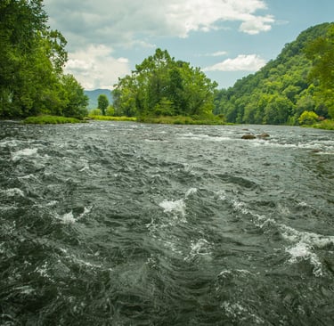 A beautiful day in May on the Watauga River in Tennessee.