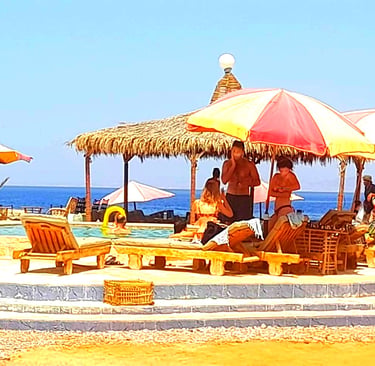 Enjoying the swimming pool at Bedouin star