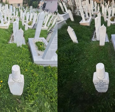 Grave before and after