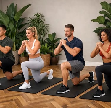 Friends in private fitness session.