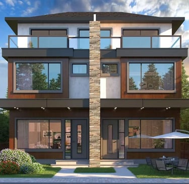 Duplex framing with fire-rated party wall assemblies.