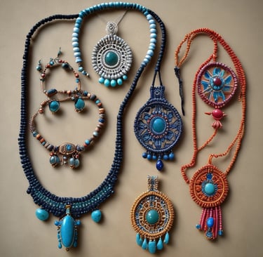 Variedad de collares hechos con piedras naturales