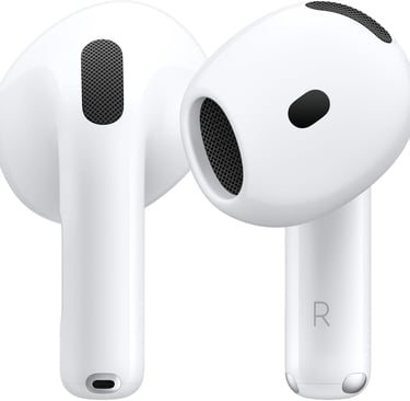 A pair of white Apple AirPods 3rd Generation wireless earbuds featuring a sleek contoured design.