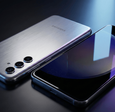 Galaxy A17 prata com reflexos na tela Super AMOLED.