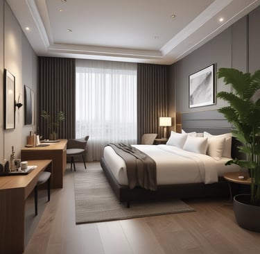 A vibrant outdoor wedding setup with elegant floral arrangements and twinkling fairy lights at dusk.