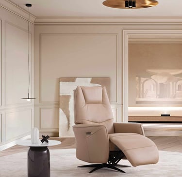a modern reclining chair with a large reclining chair