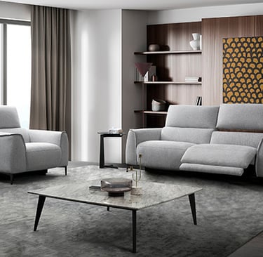 a living room with a couch and a table