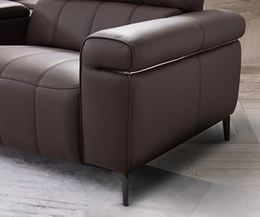 a couch with a reclining armrest and a reclining armrest