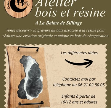 Atelier créatif bois et résine chez coeur de boiserine à la balme de sillingy