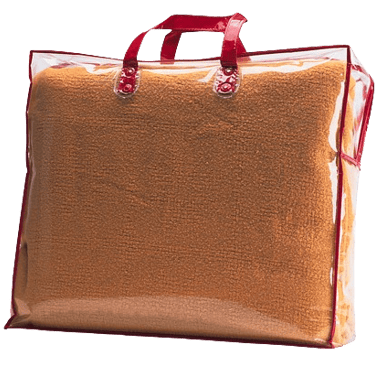 a clear plastic bag with handle and nylon zipper