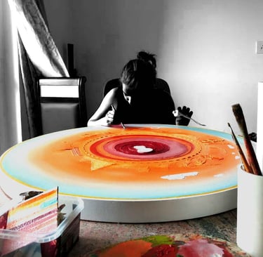 Artist at work, painting