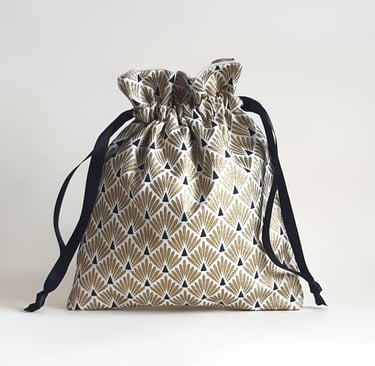 pochon en tissu japonais motif doré