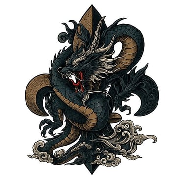 Custom graphic of a dragon.