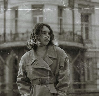 Old photo to be restored of a lady in a street