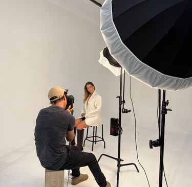 fashion shoot utilizing cyclorama wall and infinity cove