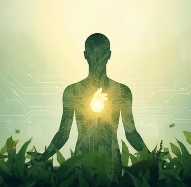 “human purpose in AI world illustration”