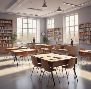 A modern and inspiring classroom setting with students in classe de seconde au lycee