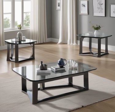 A modern furniture showroom with several sofas and beds displayed. The interior is illuminated with ceiling lights and features white brick columns. A person is seen sitting on a chair in the background.