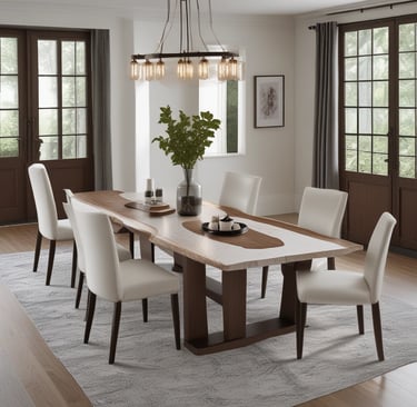 A modern furniture showroom with several sofas and beds displayed. The interior is illuminated with ceiling lights and features white brick columns. A person is seen sitting on a chair in the background.