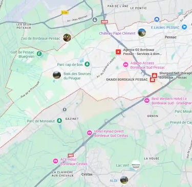 Carte de la ville de Pessac