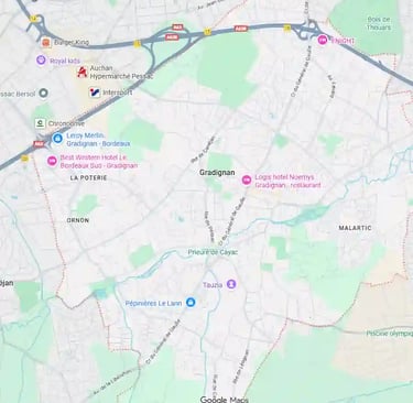 carte de la ville de Gradignan