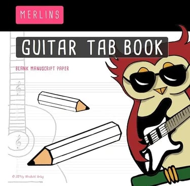 Cover of Merlins Guitar Tab Book Mini: Manuscript paper: 100 pages blank guitar TAB notebook