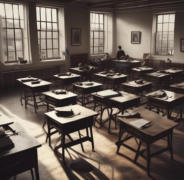 A group of students collaborating on a project in a modern classroom.