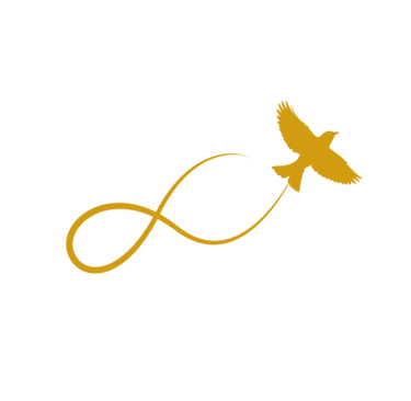 logo firmy - ptak jako symbol uwolnienia, opatrzony liczbą nieskończoność