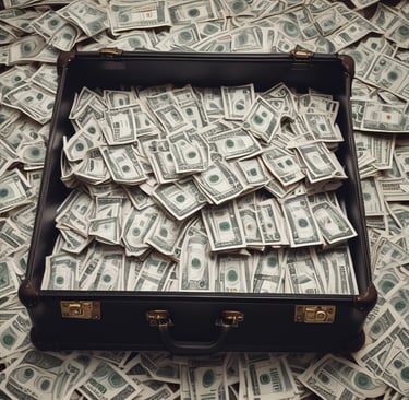 a suitcase with lots of money in it