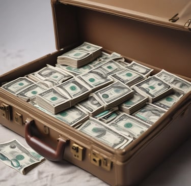 a suitcase with a lot of money in it