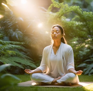 a woman sitting in a yoga pose