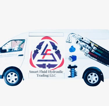 a van with a truck with a crane on it