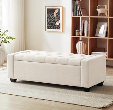 modern white ottoman storage bench