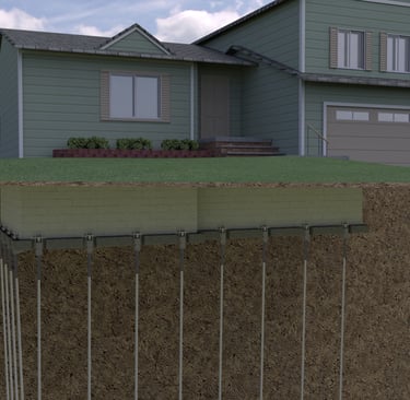 installation of a foundation peer that stabilizes sinking floors