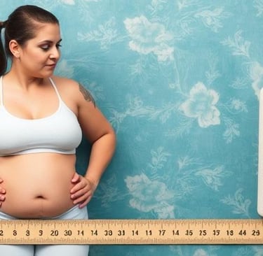 a obese woman standing on a scale scale with a measuring tape measure tape