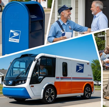 a collage of photos of a mailbox and a mailbox