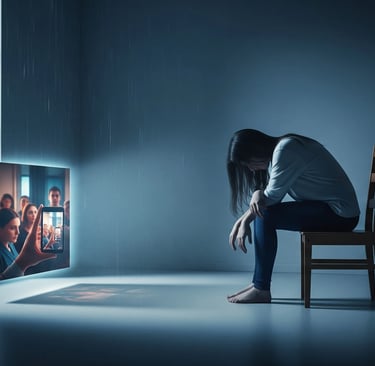 a woman sitting in a chair in a room with a television