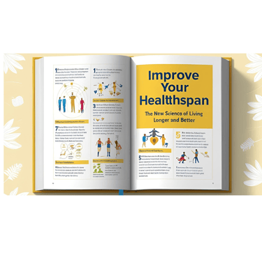 a book opened to show a book about health